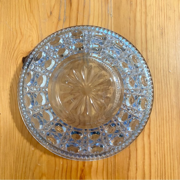 Vintage 70s Blue Glass Bowl Federal Glass Windsor Button and Cane 7.5” - Picture 7 of 7